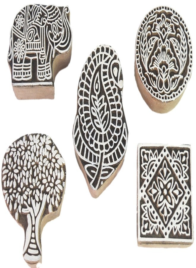 Global Art Lot of 10 Different Pattern Wooden Fabric Textile Printing Block Stamps � Handcrafted Wooden Printing Stamp � Decor Print Block i77-186 - Image 2